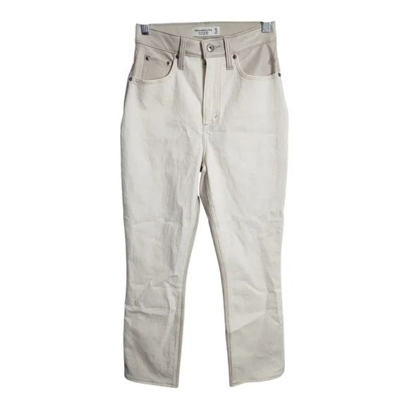 Abercrombie & Fitch Slim Straight Ultra High Rise Mixed Fabric‎ Preppy Jean 0 XS - Picture 3 of 12